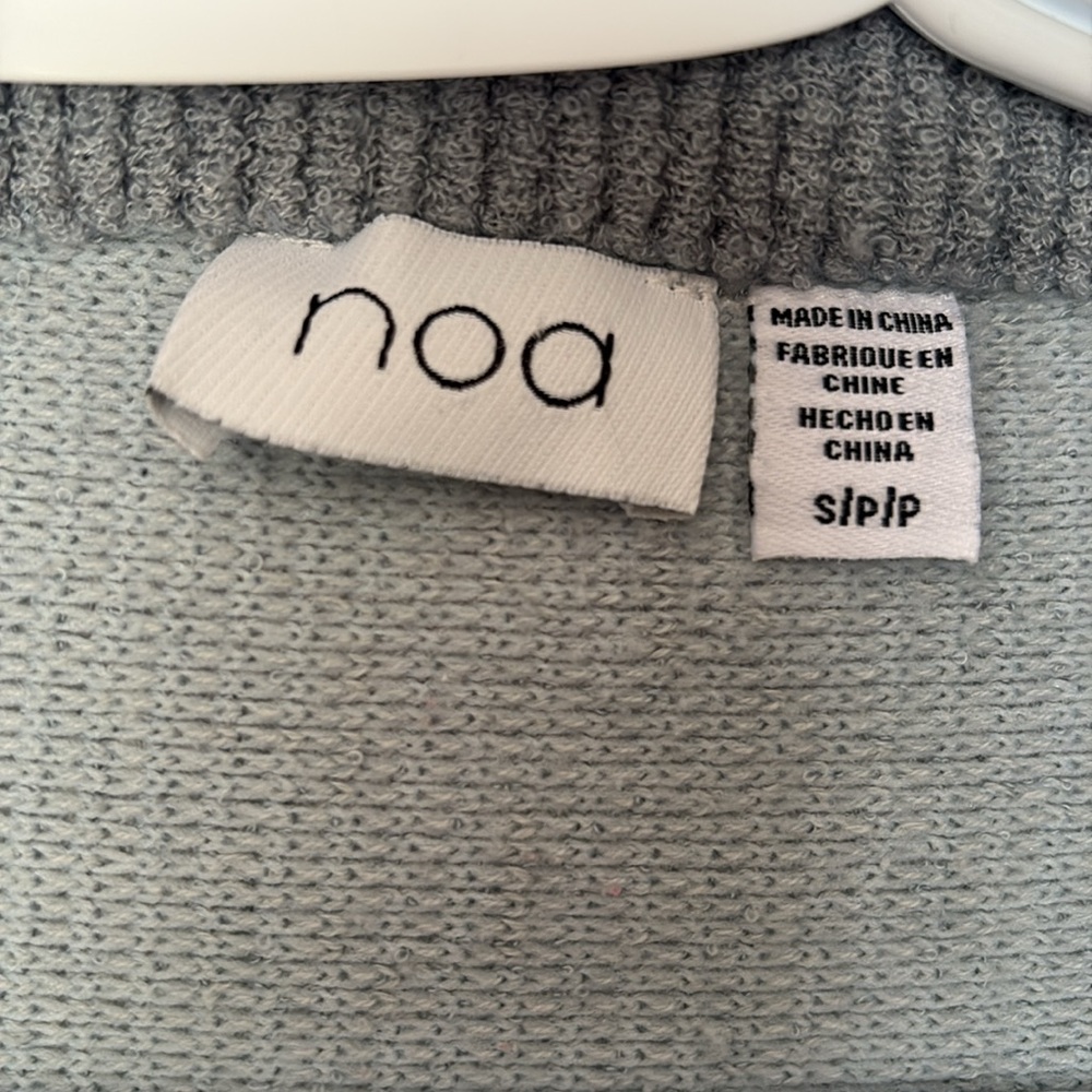 Noa Blue/Grey Ribbed Funnel Sweater Size Small - Picture 3 of 4